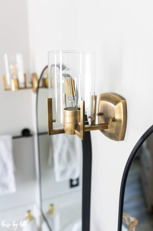 Brass Sconces in Master Bathroom