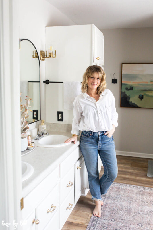 Updated Master Bathroom With Brass and Black Finishes